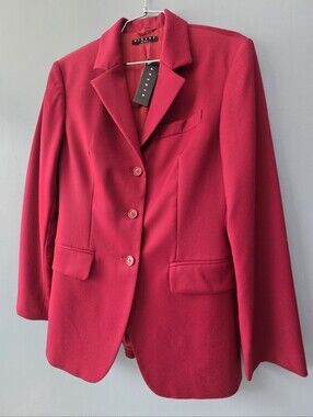 SISLEY RASPBERRY VINTAGE STRUCTURED SINGLE BREASTED BLAZER, ITALY 42